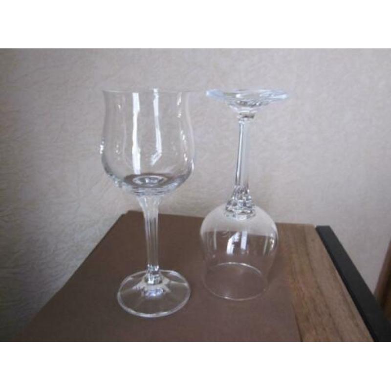 Zes prachtige rode wijnglazen Bohemian crystal Model Diana