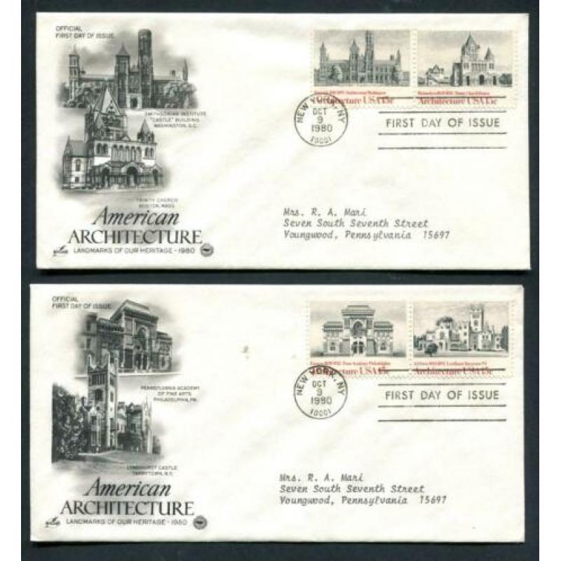 USA - 8 x 1e dagenvelop 1980 -Generaal de Galvez/Indian Art
