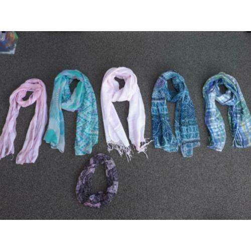 6 sjaal blauw roze paars