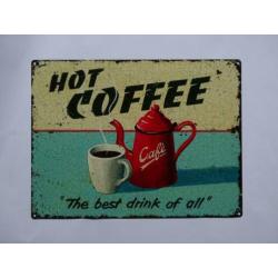 Retro metalen wandborden coffee, dinner en breakfast