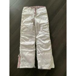 Airforce skibroek wit/parelmoer met roze voering maat S