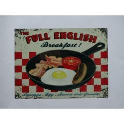 Retro metalen wandborden coffee, dinner en breakfast