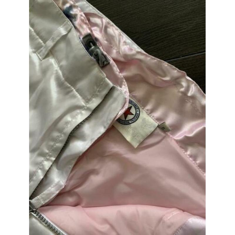 Airforce skibroek wit/parelmoer met roze voering maat S