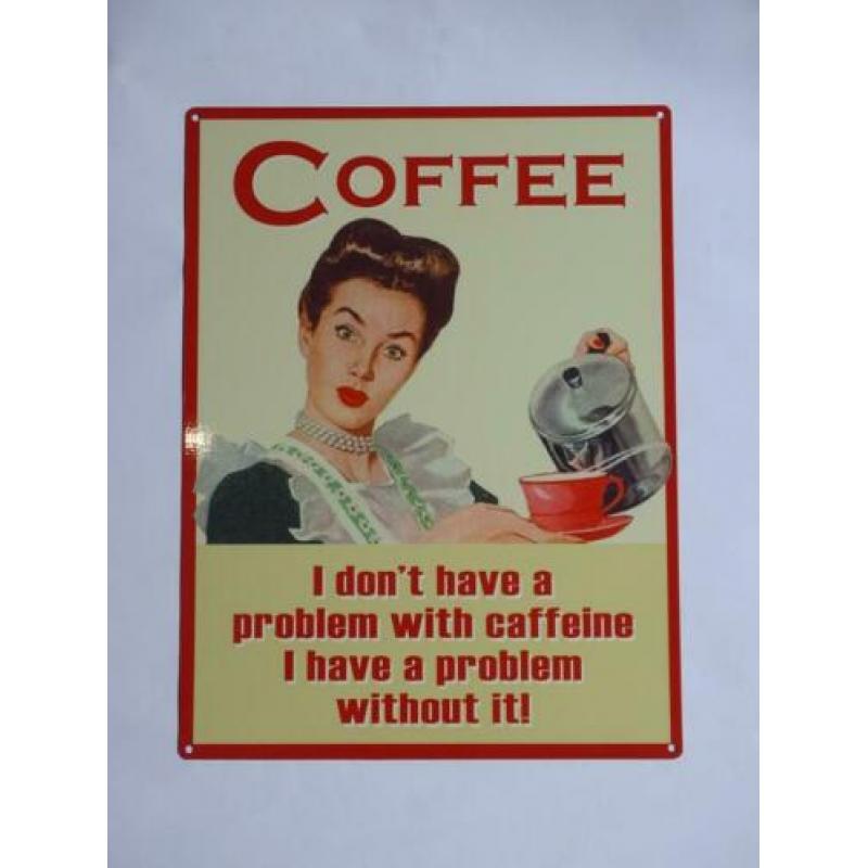 Retro metalen wandborden coffee, dinner en breakfast