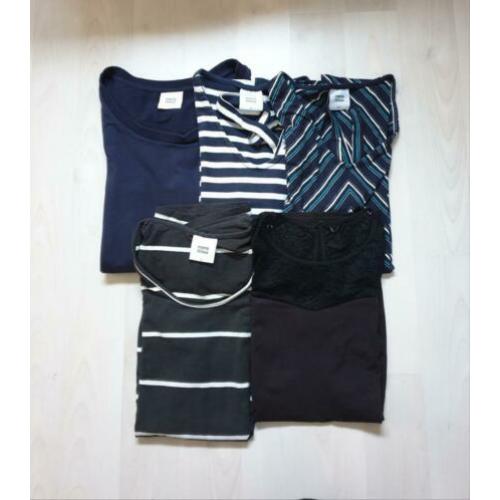 MAMALICIOUS 5 stuks, 1 sweater (L) en 4 shirts (M)