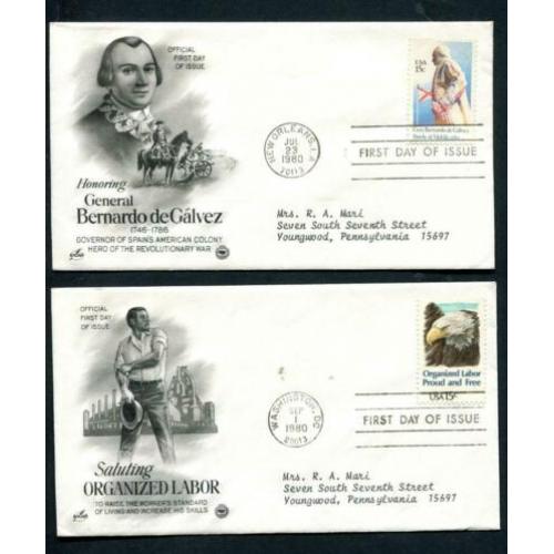 USA - 8 x 1e dagenvelop 1980 -Generaal de Galvez/Indian Art