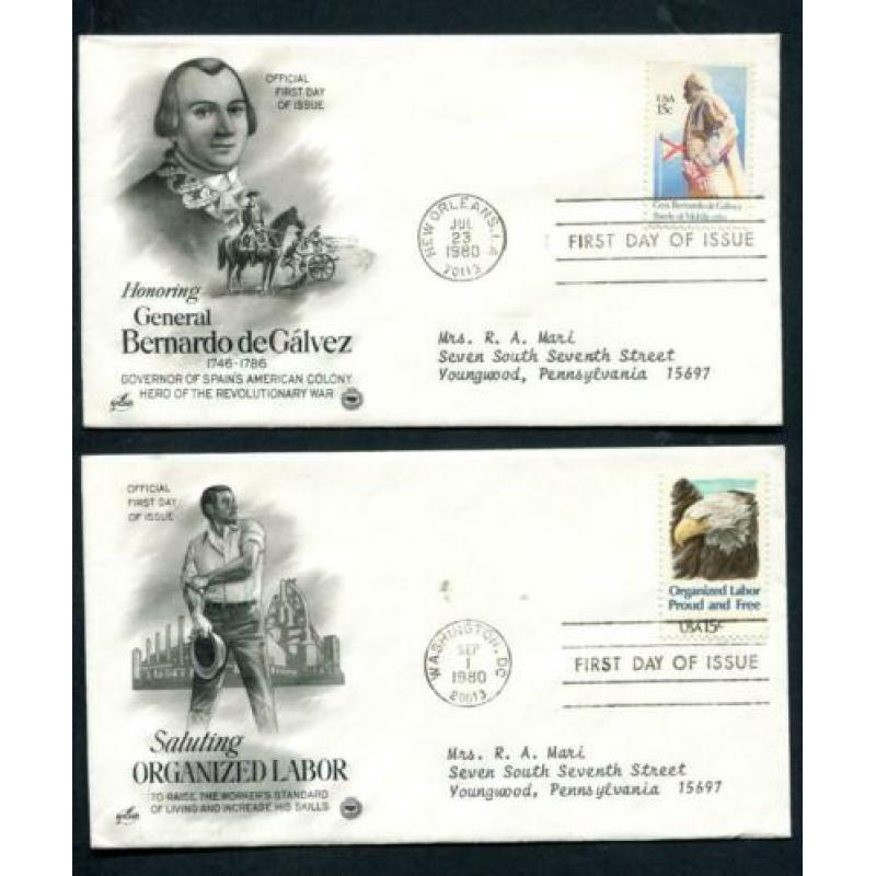 USA - 8 x 1e dagenvelop 1980 -Generaal de Galvez/Indian Art