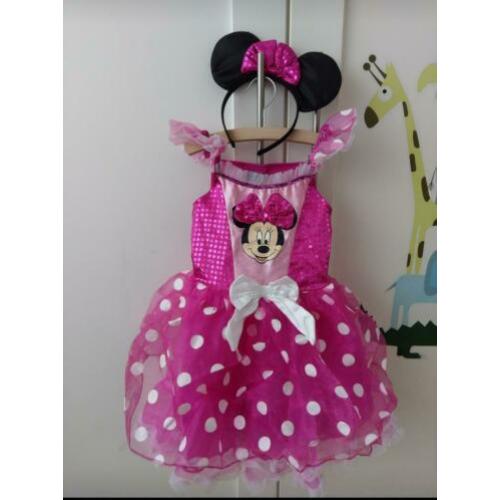 Schattige carnavals jurk Minnie Mouse Maat 4 met haarband