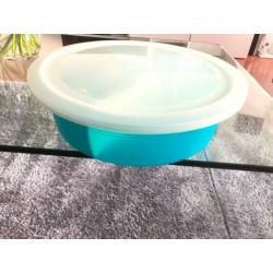 Tupperware Schaal met 3 vakken turquoise