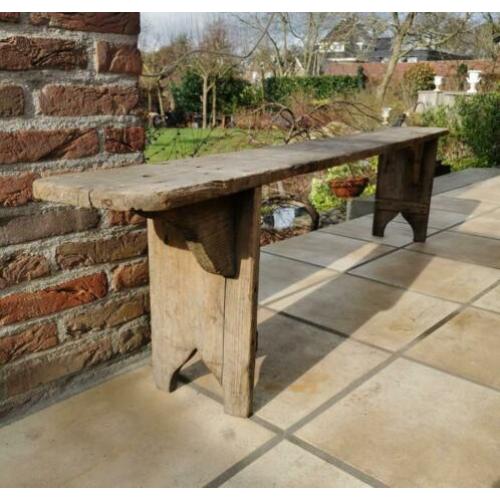 oude Franse bank vergrijsd landelijk brocante keukenbank