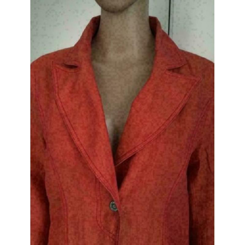 D195 DIDI maat M=38/40 oranje linnen jasje blazer colbert