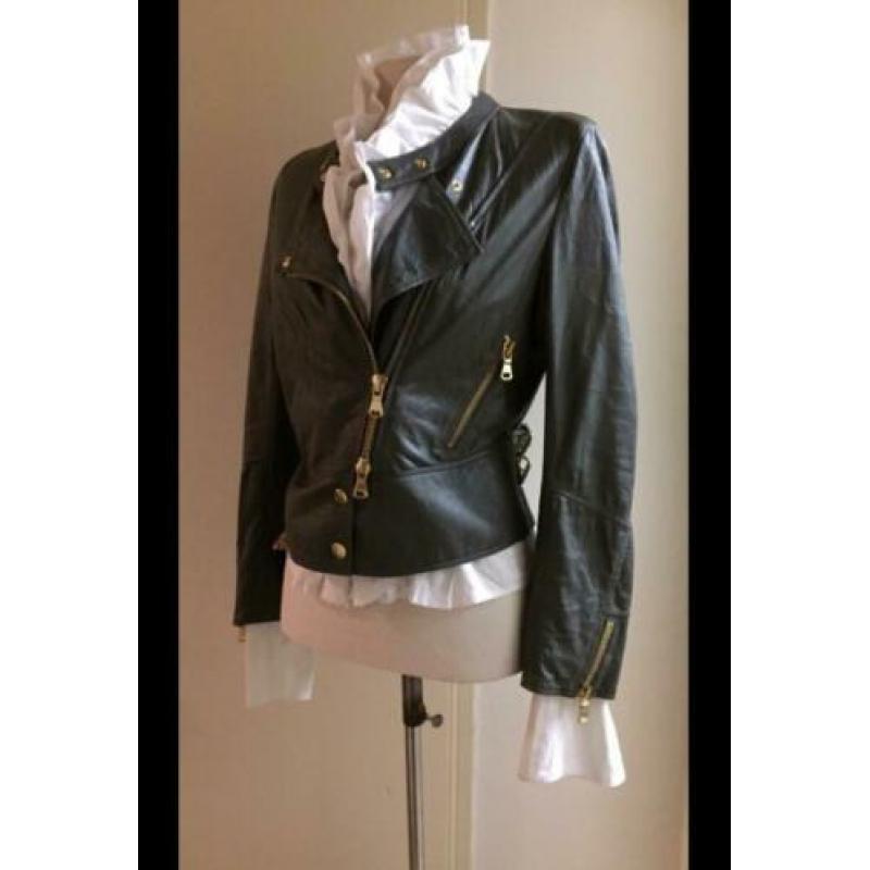 Sylvie Schimmel 38/40 Desire lams leren jasje olijf groen