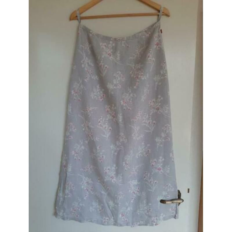 Vintage grijze rok met bloemen maat 38/40