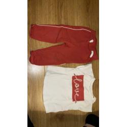 Tumble ‘n dry rood / wit pakje maat 74