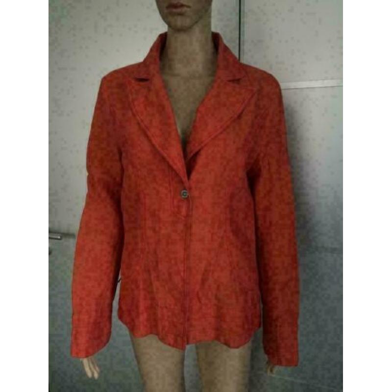 D195 DIDI maat M=38/40 oranje linnen jasje blazer colbert