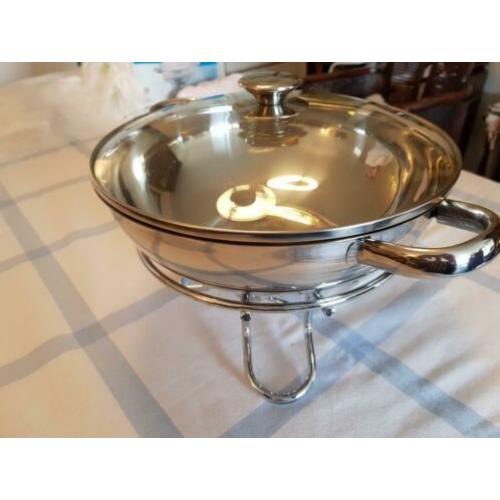 Wok-serveerpan-roestvrijstaal met rechaud