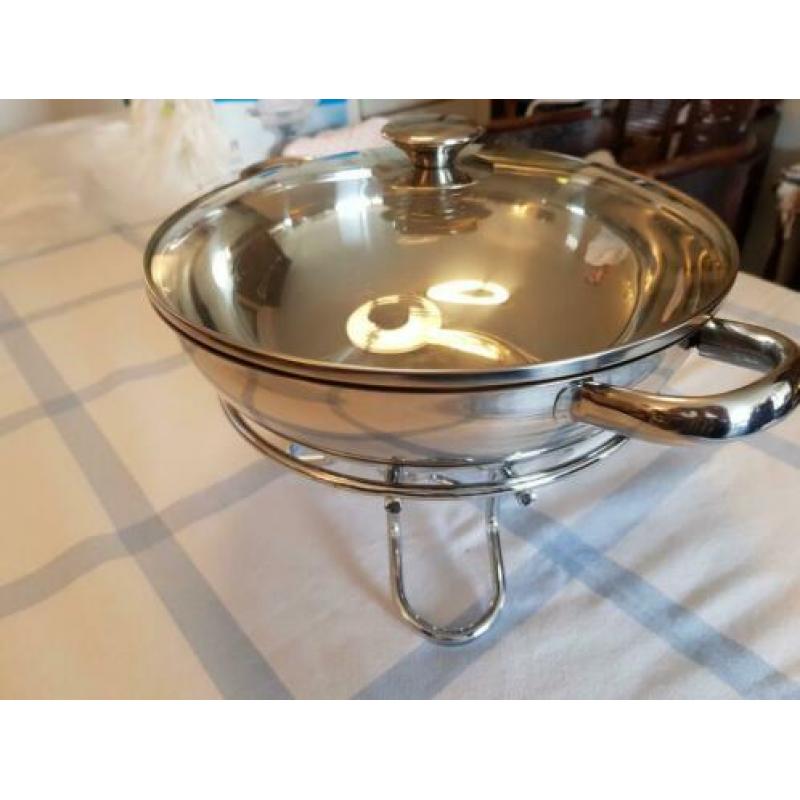 Wok-serveerpan-roestvrijstaal met rechaud
