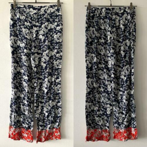 Dames pantalon katoen broek bloemen print nieuw colorblock M