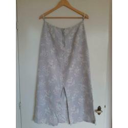 Vintage grijze rok met bloemen maat 38/40