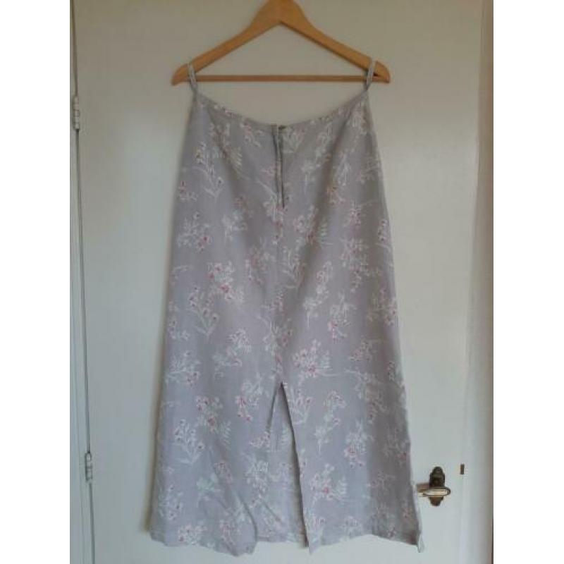 Vintage grijze rok met bloemen maat 38/40