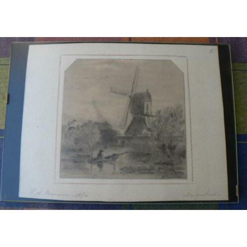oude Ets ingelijst gesigneerd BROUWER 1870 Zwijndrecht