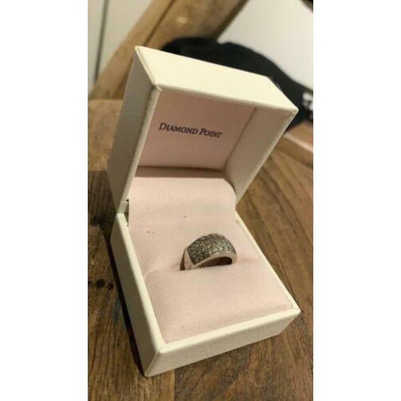 Prachtige zilveren ring - (925) - Diamanten - Maat 52