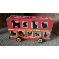 Houten Londen bus met dieren - vormenstoof