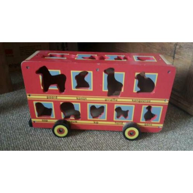 Houten Londen bus met dieren - vormenstoof
