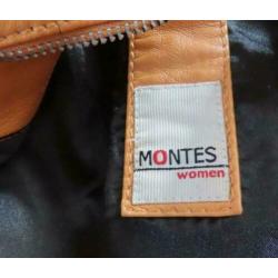 Montes women oranje leren biker jas maat 38