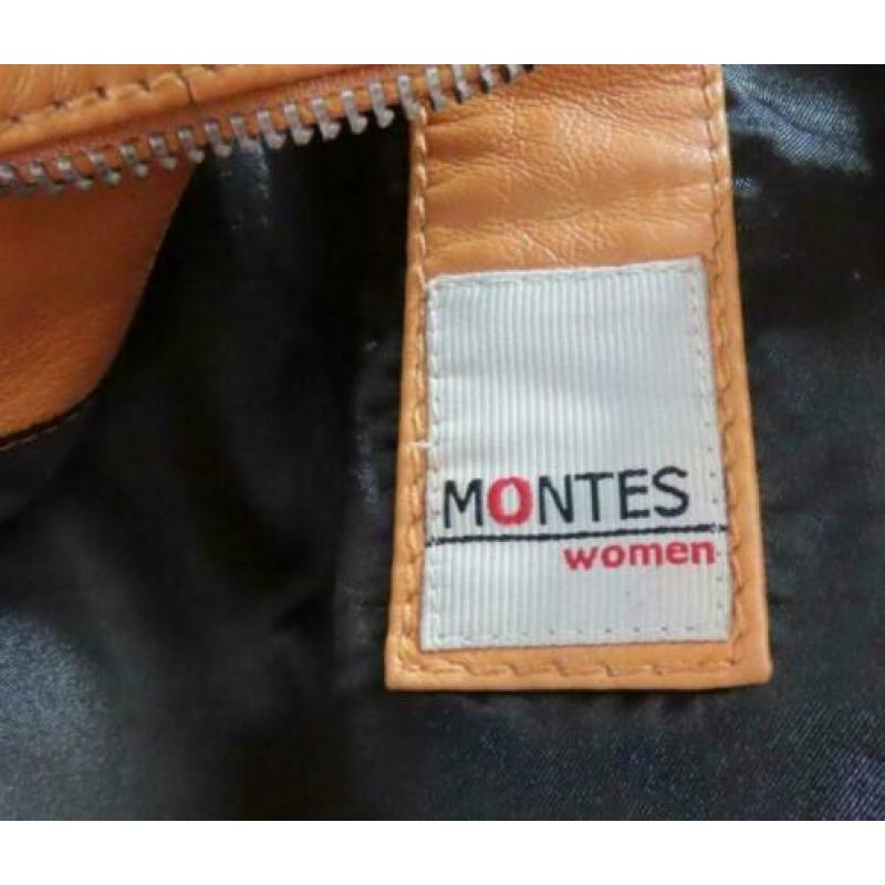 Montes women oranje leren biker jas maat 38