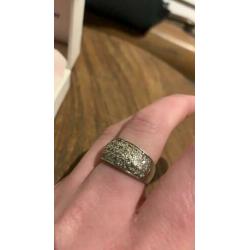 Prachtige zilveren ring - (925) - Diamanten - Maat 52