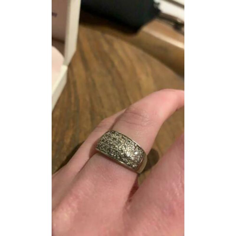 Prachtige zilveren ring - (925) - Diamanten - Maat 52