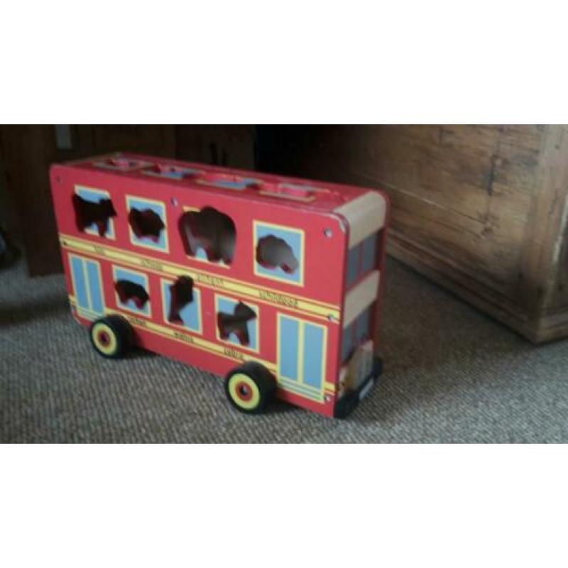 Houten Londen bus met dieren - vormenstoof