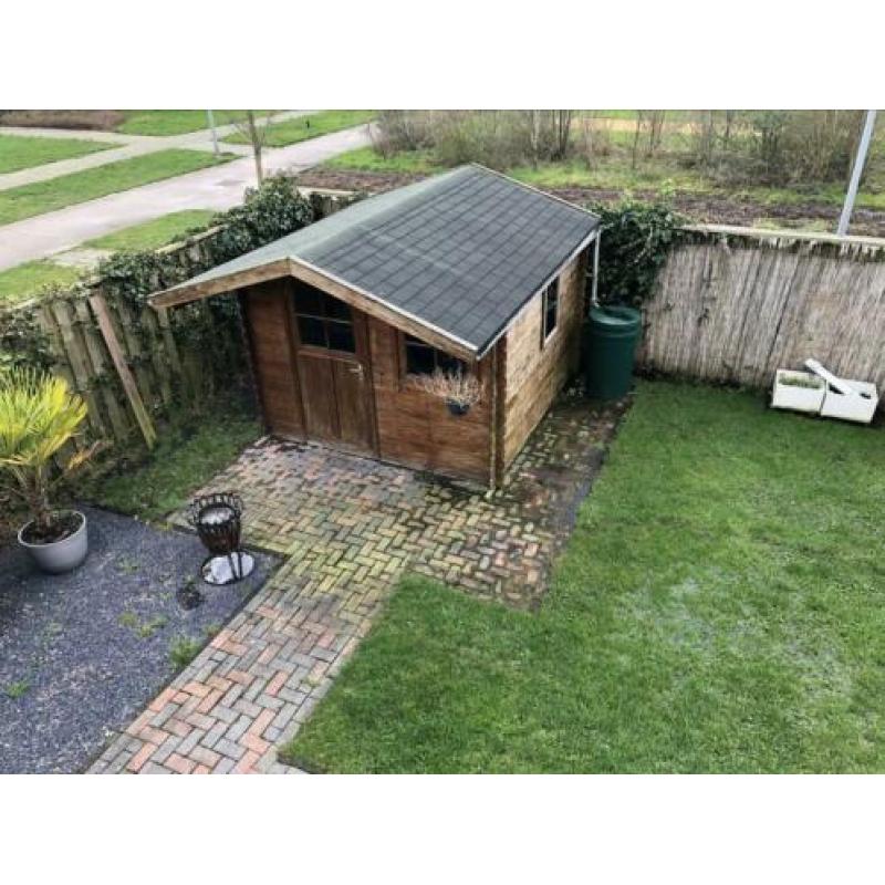 Blokhut, tuinhuisje, schuurtje 3x3 meter + luifel