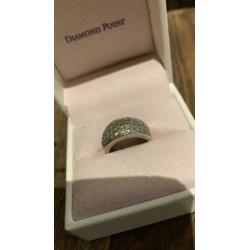 Prachtige zilveren ring - (925) - Diamanten - Maat 52