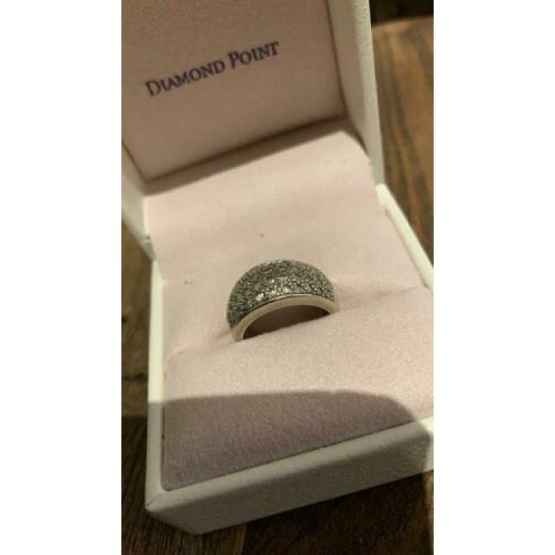 Prachtige zilveren ring - (925) - Diamanten - Maat 52