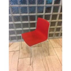 Castel vergaderstoelen , 4-poots stoelen , rode stof chroom
