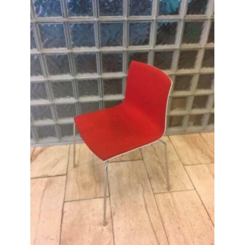 Castel vergaderstoelen , 4-poots stoelen , rode stof chroom