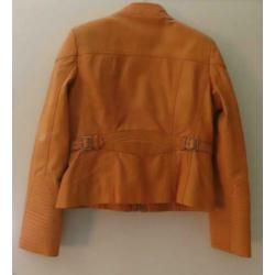 Montes women oranje leren biker jas maat 38