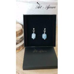 Art-Ajoure zilveren Blauw Beryl Oorknoppen.