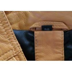 Montes women oranje leren biker jas maat 38