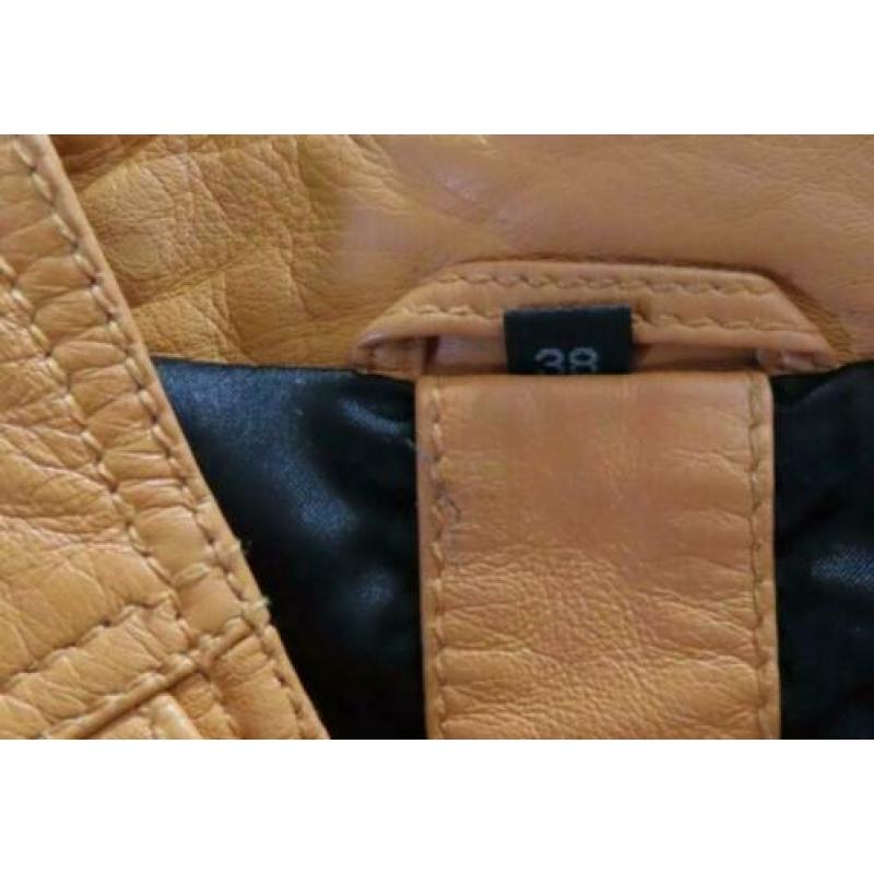 Montes women oranje leren biker jas maat 38