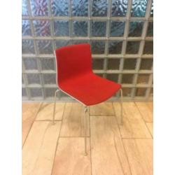 Castel vergaderstoelen , 4-poots stoelen , rode stof chroom