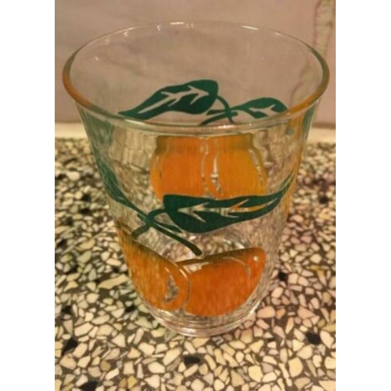 6x Retro jaren 50 glas limonade aardbei tomaat citroen