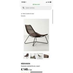 Twee Ikea RÅDVIKEN fauteuil, bruin met zwarte stalen poten