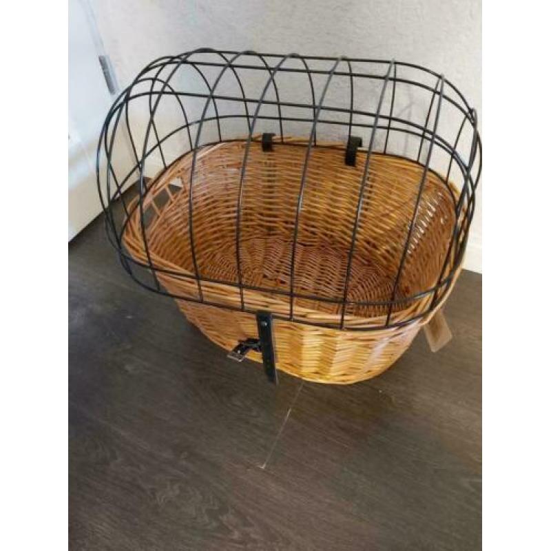FIETSMAND RIET VOOROP + METALEN REK 40 x 50 x 44 cm (nieuw)