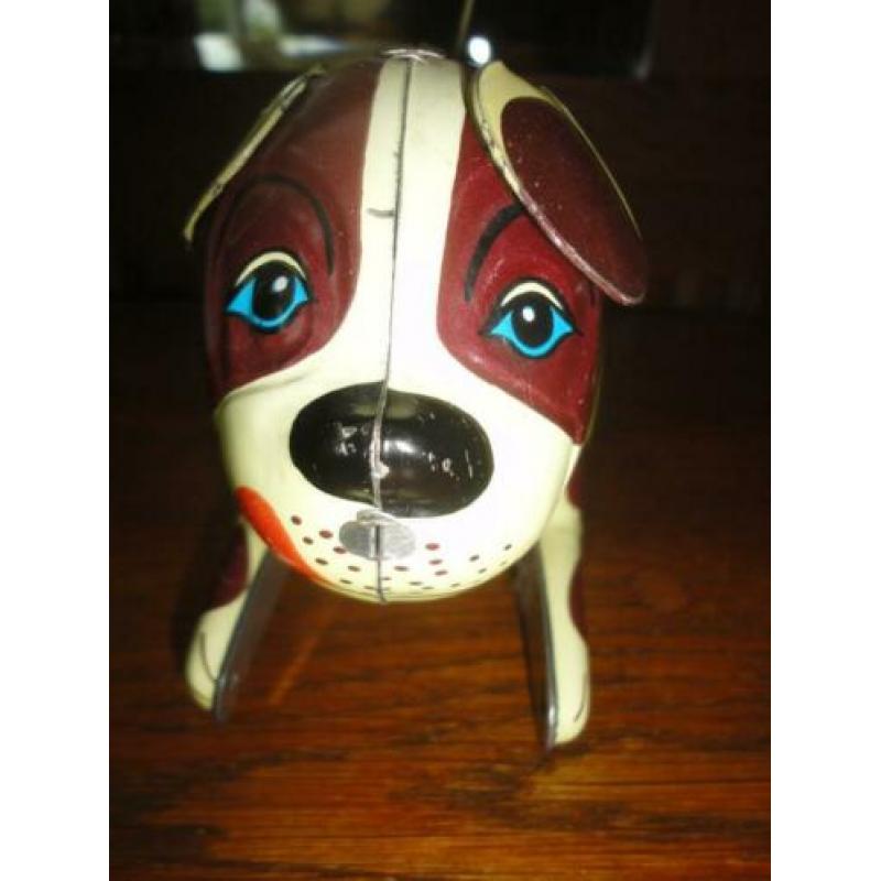 vintage curiosa mechanisch blikken speelgoed hond