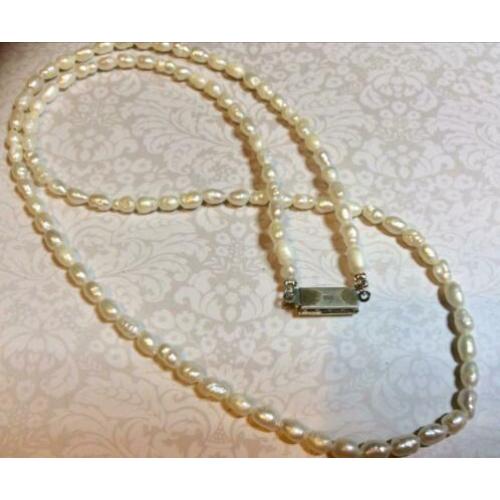 Vintage parelketting echte parels Japan zilveren sluiting