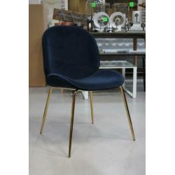 Nieuwe hippe eetkamerstoelen groen blauw fluweel goud velvet