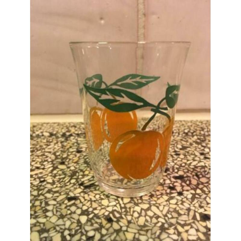 6x Retro jaren 50 glas limonade aardbei tomaat citroen